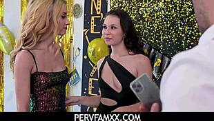 pervfamxx brings teen step daughters liz jordan and jazmin luv in a wild threesome with brock cooper on new year's