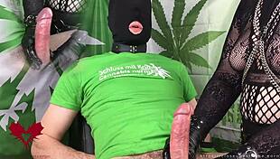 uhh, 420 goth milf handjob in black latex gloves... penis pump view, so wild