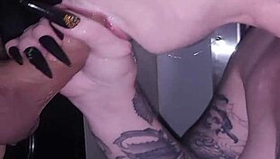 Lyrik Allure gives blowjob at gloryhole and gets facial.