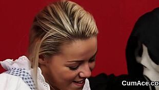 Foxy doll receives facial treatment and consumes all