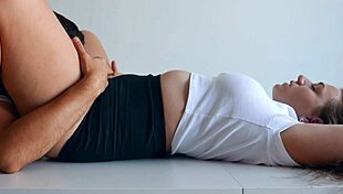 Instead of lunch, I fed him my squirting Russian pussy for dessert