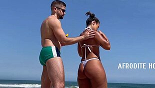 Afrodite bends over for doggystyle banging on the beach