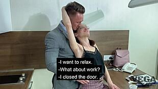 omg, director totally banged that naughty teacher and splashed cum on her glasses, wild!