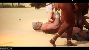 Rough Double Penetration Assfucking with Two Cocks in Wild Life Game