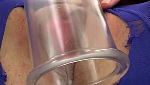 Cute lady in pantyhose masturbating with dildo close up