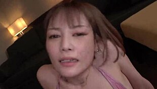 Japanese beauty gives intense blowjob and gets hardcore cumshot in homemade part 3