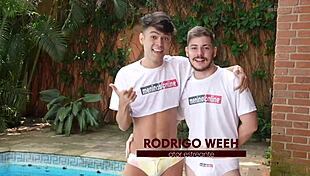 Backstage scene with Rodrigo Weeh and naughty kittens in deepthroat oral action