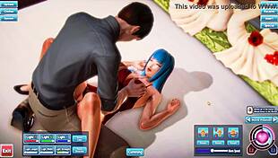 Beautiful Blue Haired Girl Gets Fucked Silly By Him!