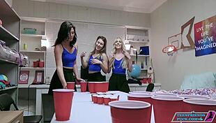 Jessica Rex, Paige Owens, and Emma Starletto licking tits and asses in group fun.