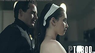 Aria Lee deepthroats and swallows cum in her model citizen scene.