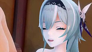 Eula from genshin impact gets fucked in group 3d hentai animation 😈