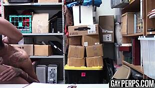 Tattooed Ebony Thief Gets Barebacked Hard by Security Guard with Big Cock