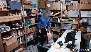 Russian slender teen 18+ shoplifter gets punished with intense fucking at work