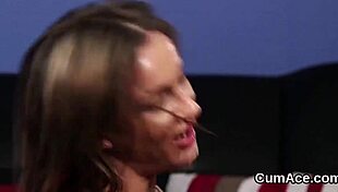 This peculiar honey gets a cum load on her face and eats it all.