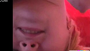 Hot blonde masturbates pussy while sucking dildo.