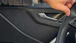 Risky public blowjob while driving in the car