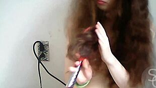 topless babe shows natural tits on webcam