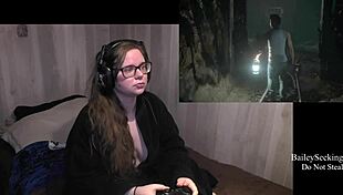 until dawn play through part 4 with bbw brunette in lingerie masturbating her big tits and toys