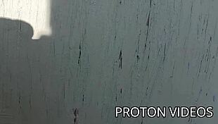 Wife alone in shower calls for bareback fuck backstage