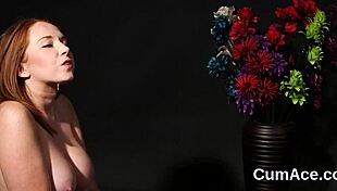 Sexy centerfold takes facial and eats all the cum 😋