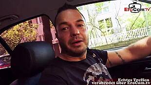 I fuck german big tits brunette in car POV