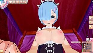 re zero rem male takes pov in 3d hentai anime game