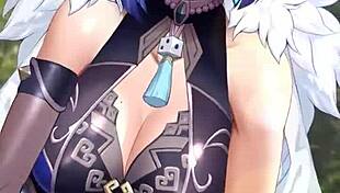 yelan from genshin impact in hentai anime style