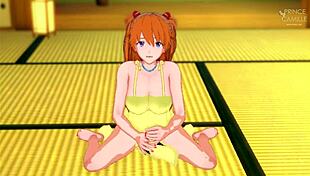 horny asuka in yellow dress guiding your handjob 😏 - evangelion