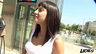 brunette in wet shirt gets her ASS LICKED and BLOWS big cock OUTDOOR