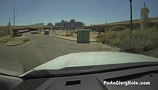 Black Girl's Porta Gloryhole Experience with White Dicks