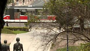 slutty teen sucks stranger's cock on street