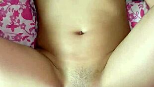 Young skinny girl rides hard in homemade video.