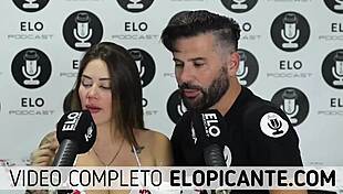 Sara blonde plays with cream and swallows it