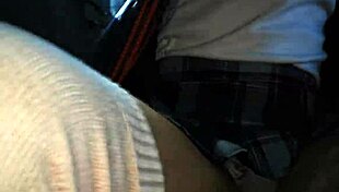 colegiala shows her panties on the bus, crossdressing as a slutty shemale ladyboy