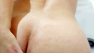 I watch my young japanese wife twerk and show ass in hotel bathtub