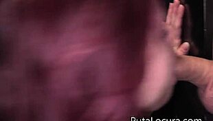 Swallow it all, woman! Deepthroat that big cock in the gloryhole!