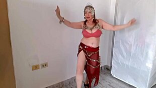 Mariaold in oriental style cosplay teasing with huge natural tits