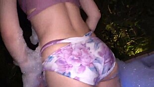 I blow cute asian babe and cum on her natural tits