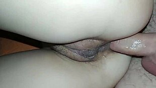 Amateur homemade anal in doggystyle with hairy petite 18+ getting cum on ass?