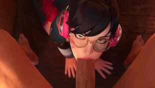 the schoolgirl d va sucks cock and gets facial