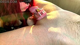 blowjob treat for caged husband, no freedom yet! 😏