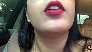 driving on marginal pinheiros, brazilian crossdresser guides jerk off with big tits and ass