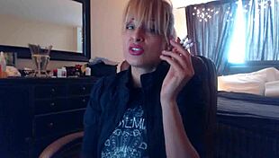 blonde sandi smokes three brown cork cigarettes