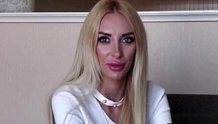 Blonde casting shows big tits and ass in interview 😍