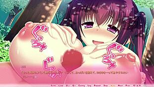 in this real eroge scene, yuri girls engage in paizuri with big tits in anime hentai