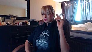 blonde sandi smokes three brown cork cigarettes