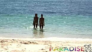 paradise gfs twins get naked and fucked in outdoor pool part 2