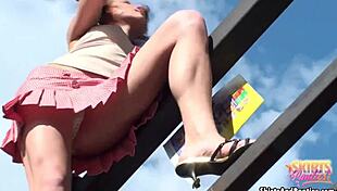 Amateur Babe Teases with Tiny Skirt and Panties