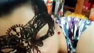 i giv blowjob with mask, deepthroat her