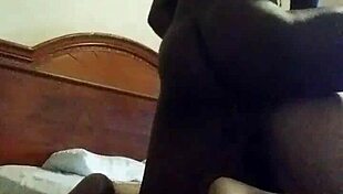 Black shemale teases Latino with big cock